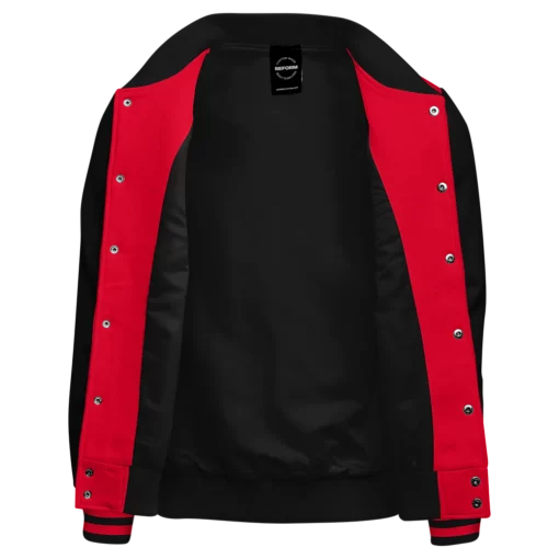 Red and Black Casual Varsity Jacket