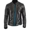 Stylish Black Leather Cafe Racer Jacket