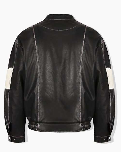 Vegan leather racing jacket black