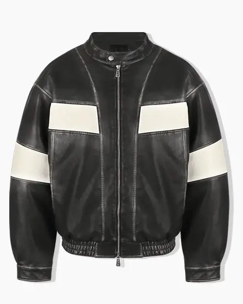 Vegan leather racing jacket_black