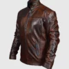 Vintage Leather Waxed Jacket For Men