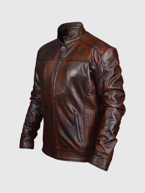 Vintage Leather Waxed Jacket For Men