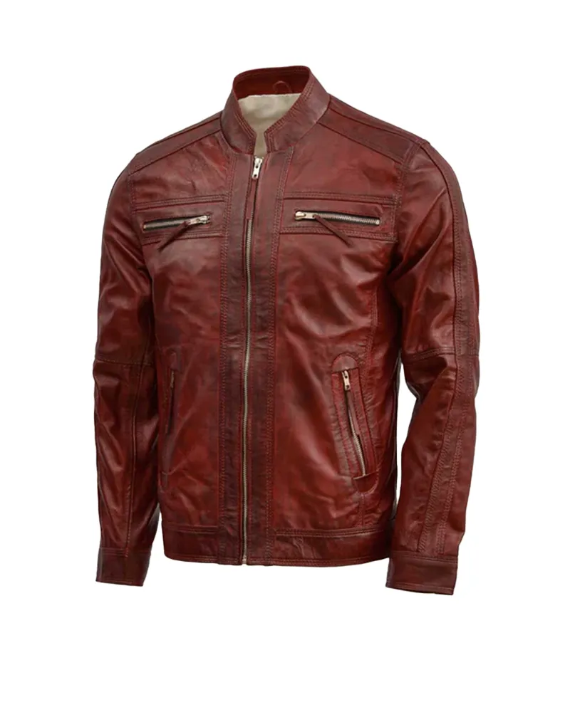 Waxed Leather Burgundy Jacket