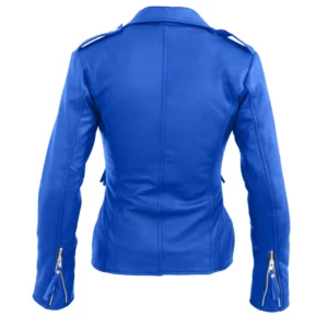 Women Blue Brando Lamb Skin Jacket
