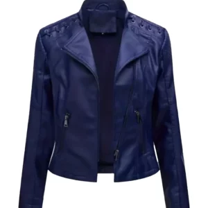 Women Fitted Moto Leather Jacket