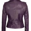 Women Purple Moto Leather Jacket