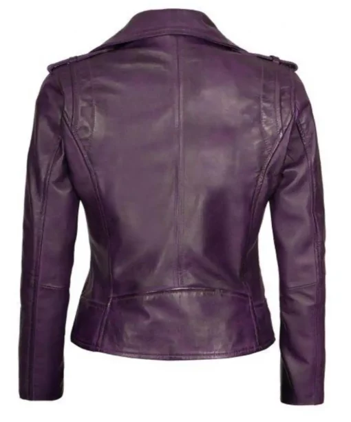 Women Purple Moto Leather Jacket