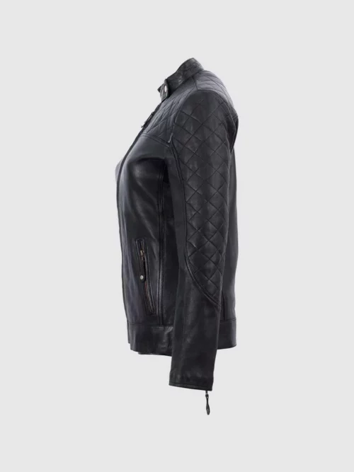 Womens cafe racer black ladies leather jacket