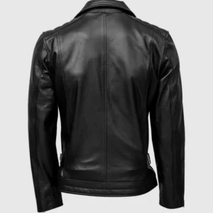 mens Black Quilted Biker Leather Jacket