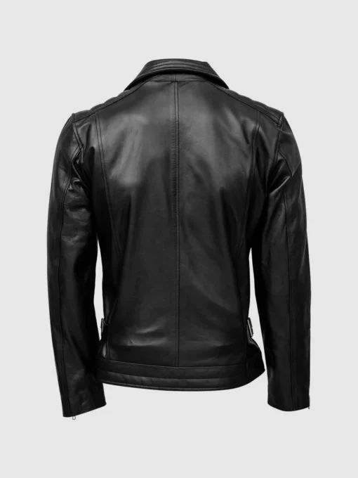 mens Black Quilted Biker Leather Jacket