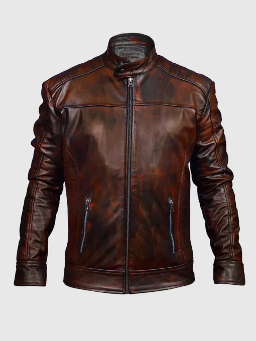 vintage Men leather waxed jacket
