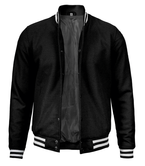 Mens Plain Black Varsity Jacket | Black Varsity Jacket