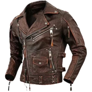 Men Genuine Cowhide Motorcycle Jacket