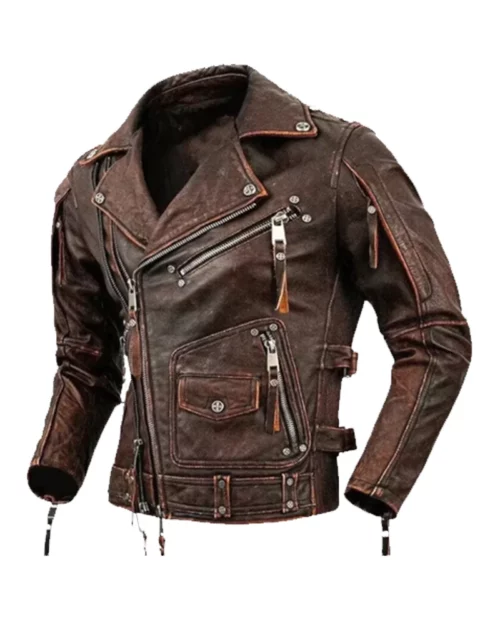 Men Genuine Cowhide Motorcycle Jacket