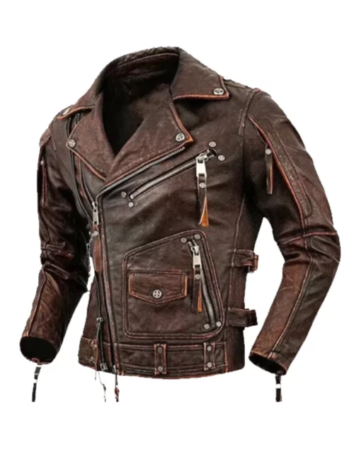 Men Genuine Cowhide Motorcycle Jacket