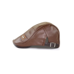 Trendy Adjustable Brown Leather Beret