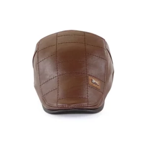 Trendy Brown Leather Beret
