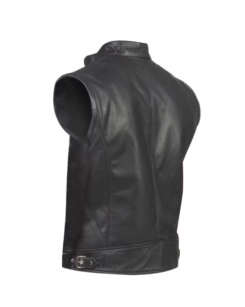 Black Leather Biker Vest