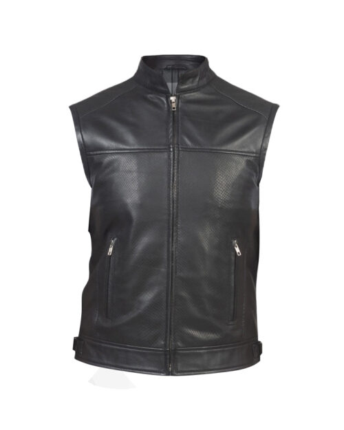 Black Leather Biker Vest