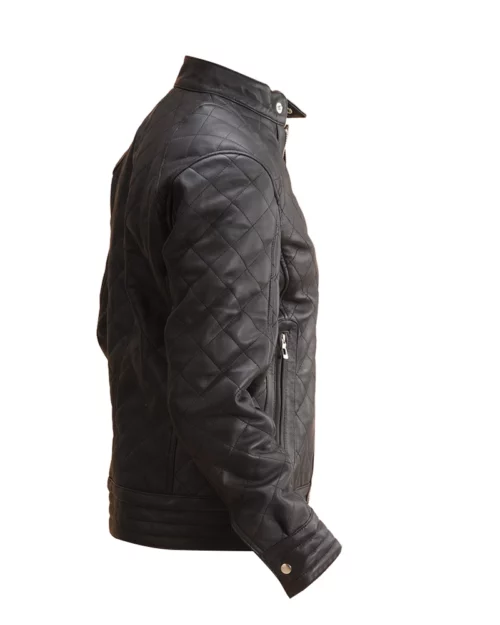Black Leather Quilted Jacket