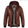 Brown-Leather-Bomber-Jacket free shipping