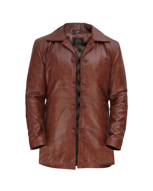 Brown Leather Coat for Men