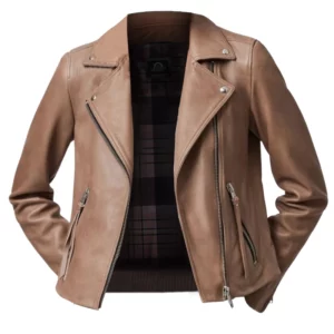 Emily Beige Motorcycle Leather Jacket