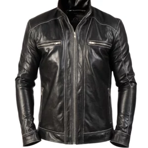 Hudson Black Leather Biker Jacket