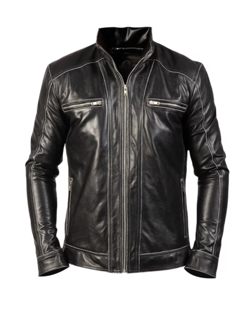 Hudson Black Leather Biker Jacket