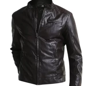 Mark Black Leather Racer Jacket