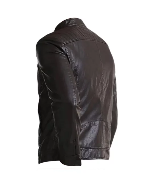Mark Black Leather Racer Jacket for Men