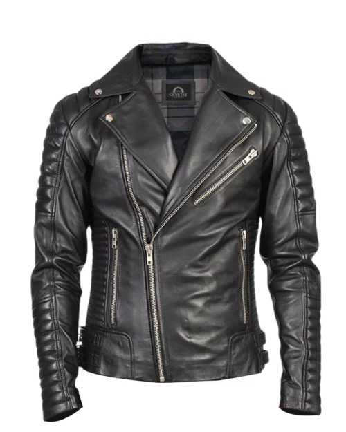 Men Cross Brando Leather Jacket