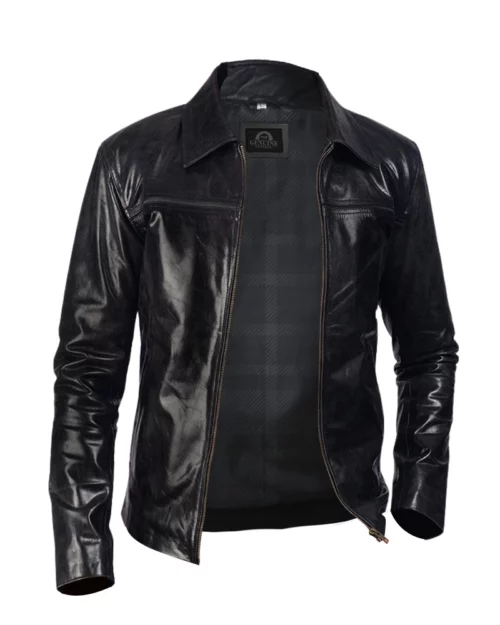Men Mystical Black Leather Jacket