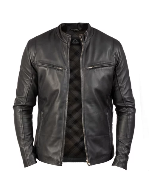 Men Premium Ionic Quilted Leather Biker Jacket