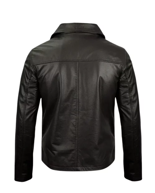 Men Turn Down Collar Slimfit Black Jacket