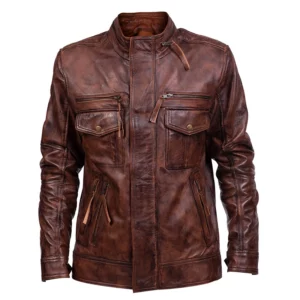 Men Vintage Biker Leather Jacket
