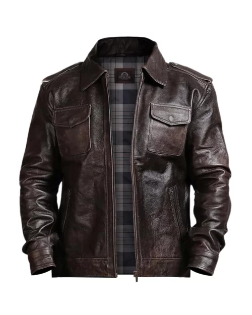 Men Vintage Dark Brown Jacket