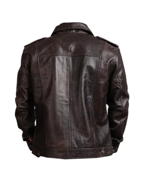 Men Vintage Dark Brown Leather Jacket