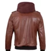 Mens Brown Leather Bomber Jacket