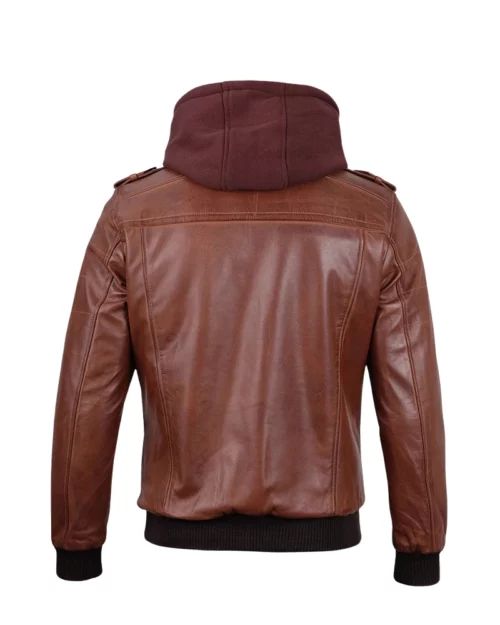 Mens Brown Leather Bomber Jacket