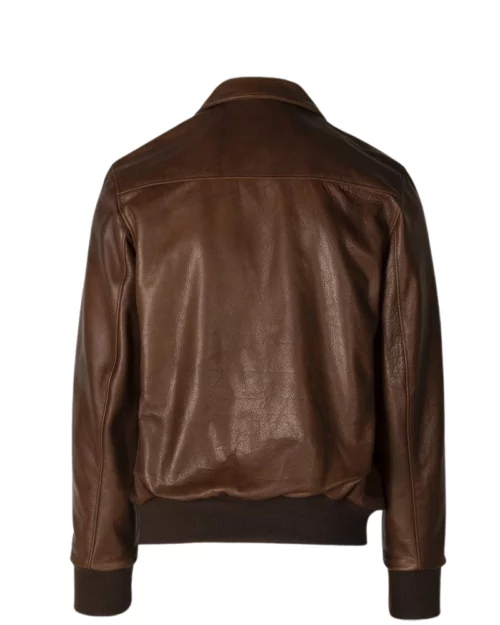 Mens Motorcycle Distressed Brown Jacket
