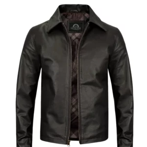 Mens Turn Down Collar Slimfit Black Jacket