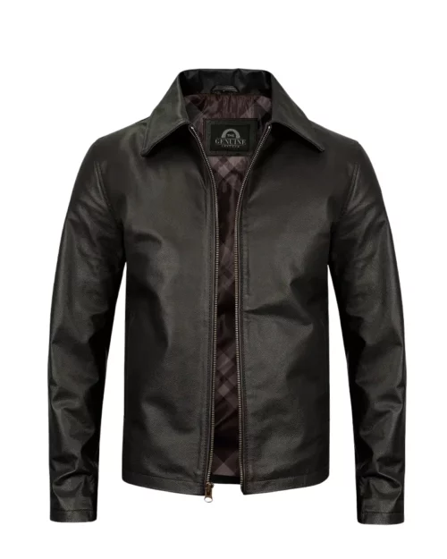 Mens Turn Down Collar Slimfit Black Jacket