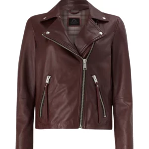 Women Brown Vinatge Leather Biker Jacket