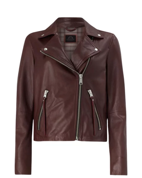 Women Brown Vinatge Leather Biker Jacket