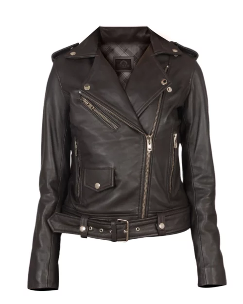 Women's Alison Brown Biker Leather Jacket