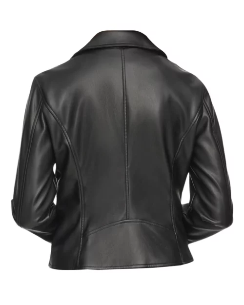 Womens Black Real Leather Biker Jacket