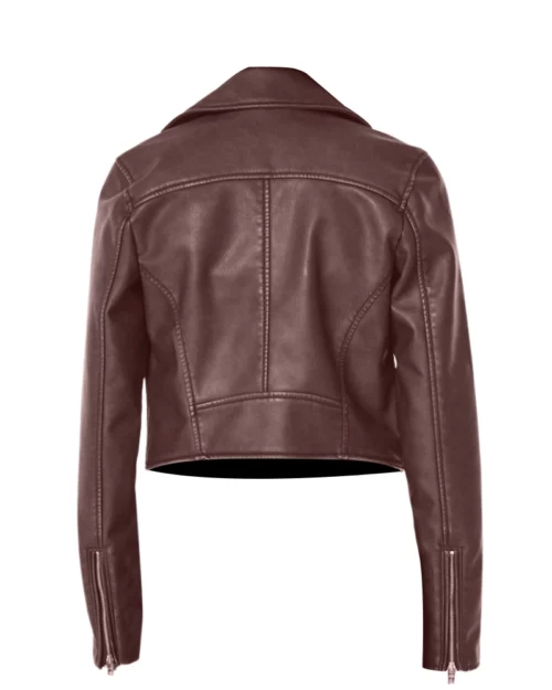 Womens Brown Vinatge Leather Biker Jacket