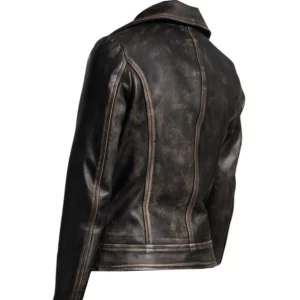 Women's Rumy Distressed Brown Leather Biker Jacket
