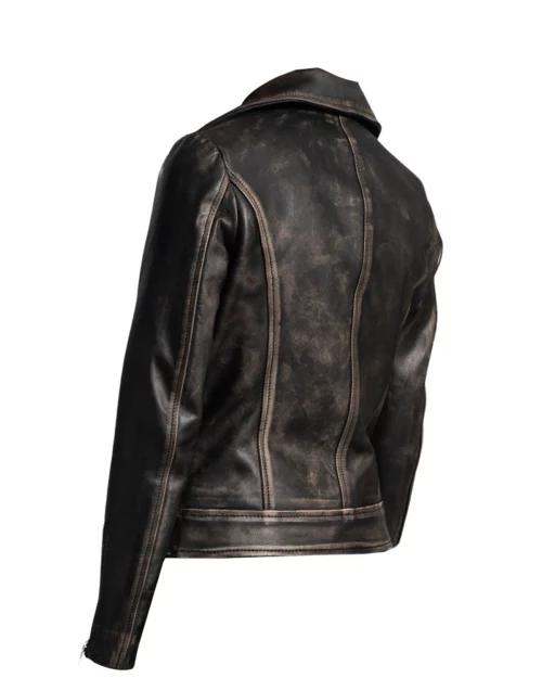 Women's Rumy Distressed Brown Leather Biker Jacket